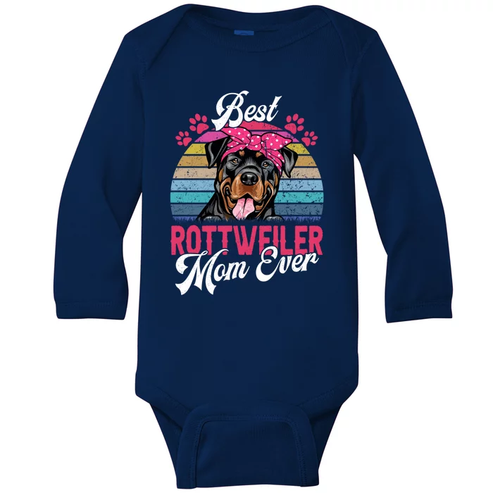 Vintage Best Rottweiler Mom Ever Gift Baby Long Sleeve Bodysuit