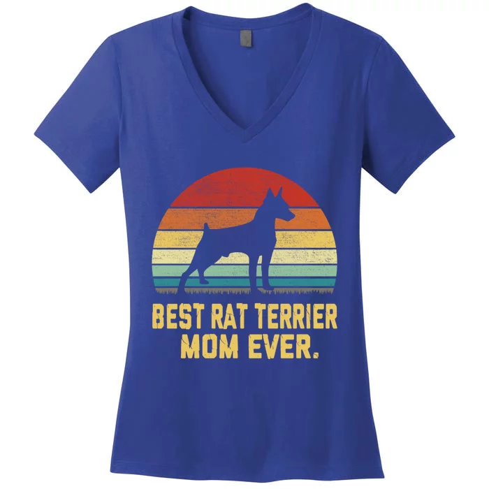 Vintage Best Rat Terrier Mom Ever Gift Women's V-Neck T-Shirt