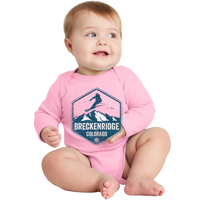 Vintage Breckenridge Retro Logo Ski Baby Long Sleeve Bodysuit