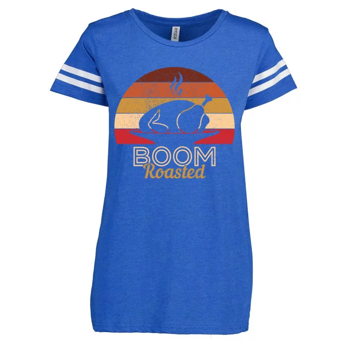 Vintage Boom Roasted Funny Thanksgiving Turkey Cute Gift Enza Ladies Jersey Football T-Shirt