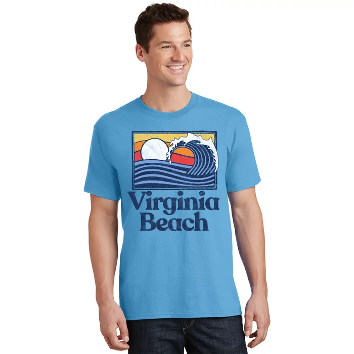 Virginia Beach Retro Surfer Vintage Beach And Wave Graphic Great Gift T-Shirt