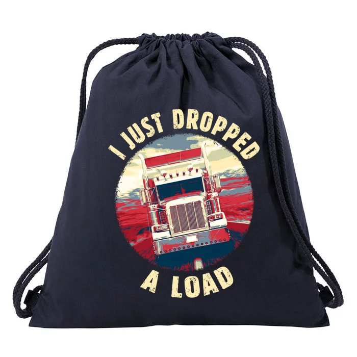 Vintage Big Rig Semi Trailer Truck Driver Funny Trucker Gift Cute Gift Drawstring Bag