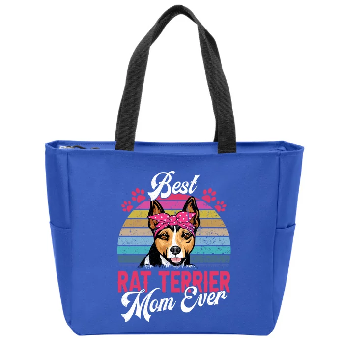 Vintage Best Rat Terrier Mom Ever Gift Zip Tote Bag