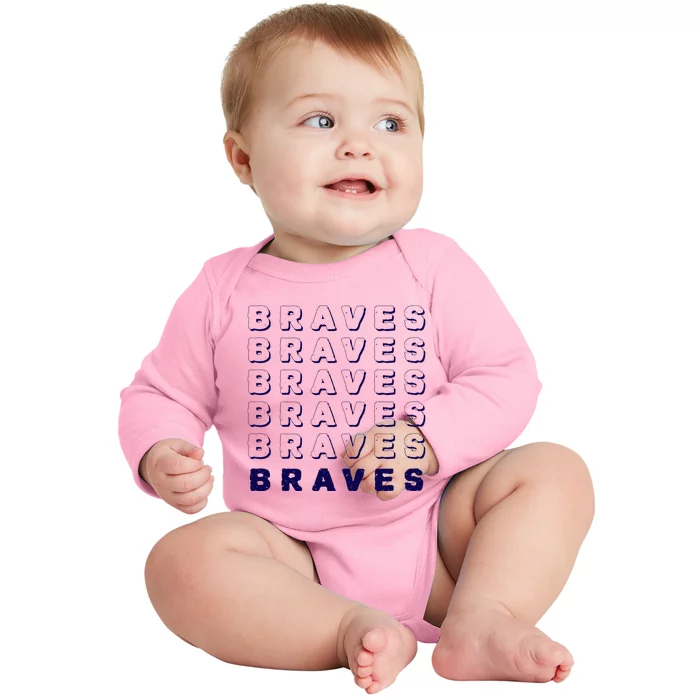 Vintage Braves Retro Throwback Baby Long Sleeve Bodysuit