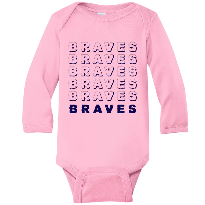 Vintage Braves Retro Throwback Baby Long Sleeve Bodysuit