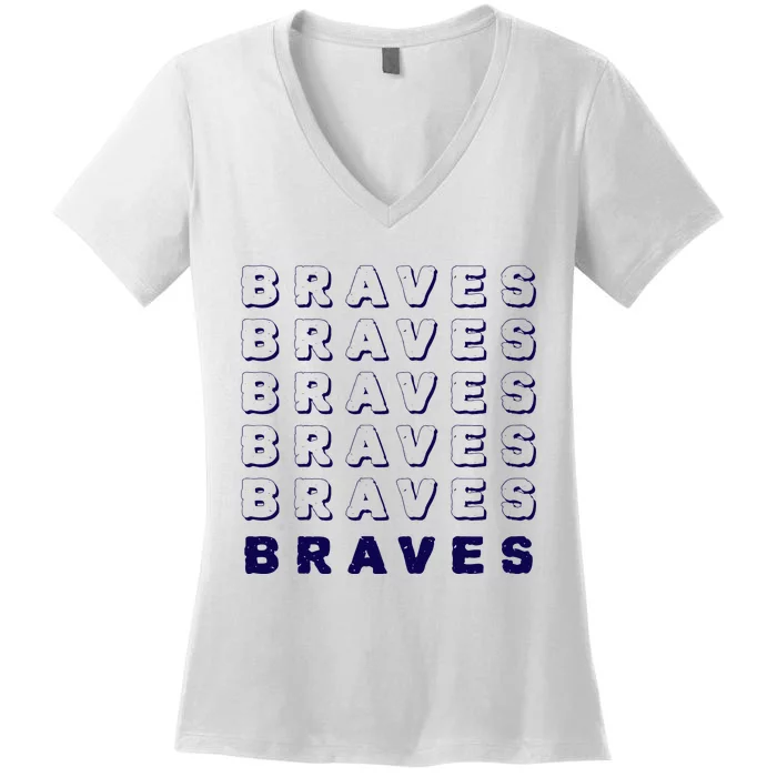 Vintage Braves Retro Throwback Women's V-Neck T-Shirt