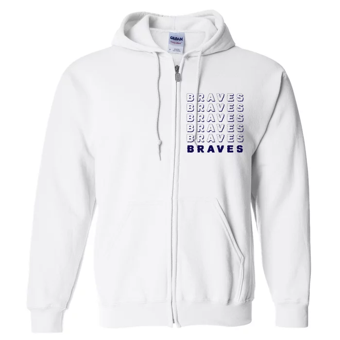 Vintage Braves Retro Throwback Full Zip Hoodie