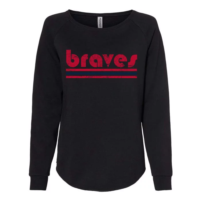 Vintage Braves Retro Three Stripe Red Braves Womens California Wash Sweatshirt