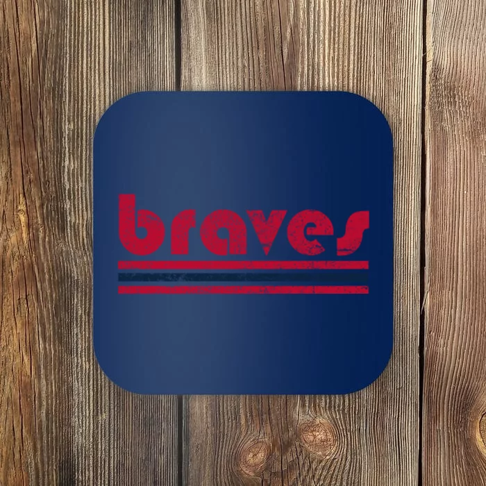 Vintage Braves Retro Three Stripe Red Braves Coaster