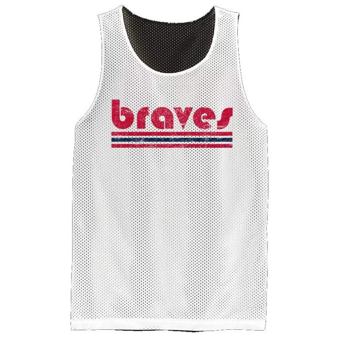 Vintage Braves Retro Three Stripe Red Braves Mesh Reversible Basketball Jersey Tank