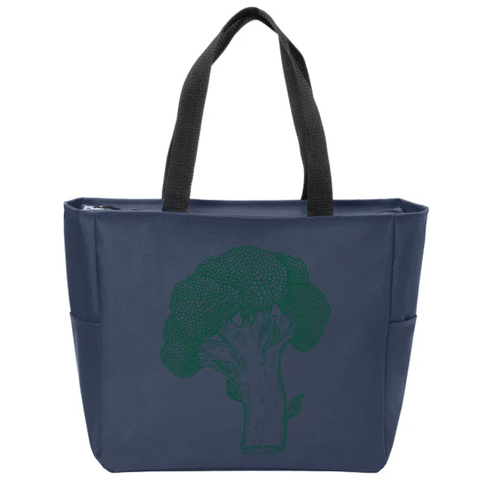 Vegetable Broccoli Retro Vintage Drawing Zip Tote Bag