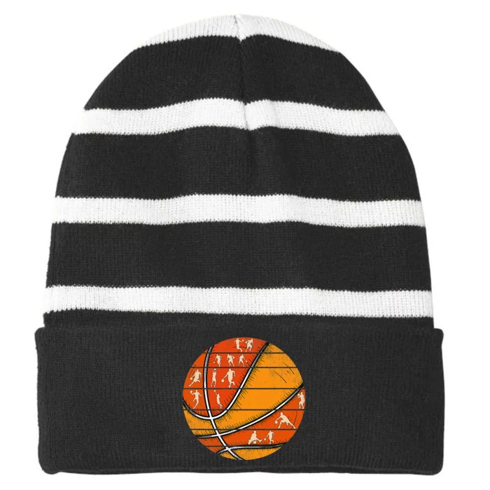 Vintage Basketball Retro Love Basketball Player Striped Beanie with Solid Band