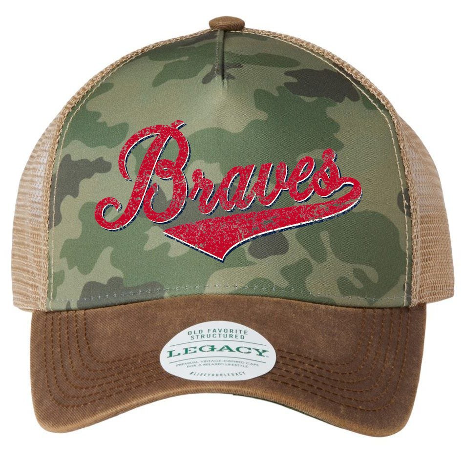 Vintage Braves Retro Throwback Legacy Tie Dye Trucker Hat