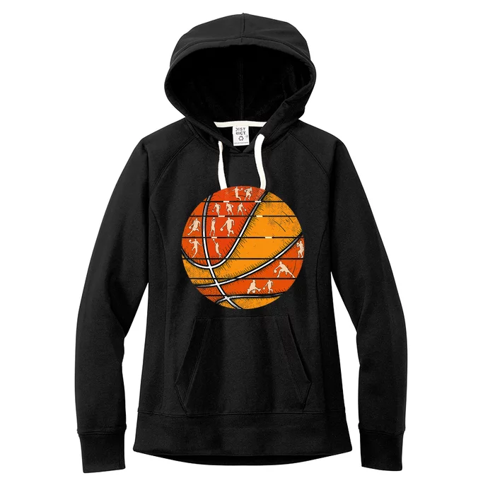 Vintage Basketball Retro Love Basketball Player Women's Fleece Hoodie