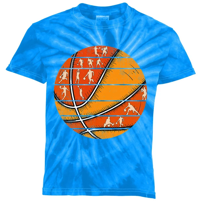 Vintage Basketball Retro Love Basketball Player Kids Tie-Dye T-Shirt