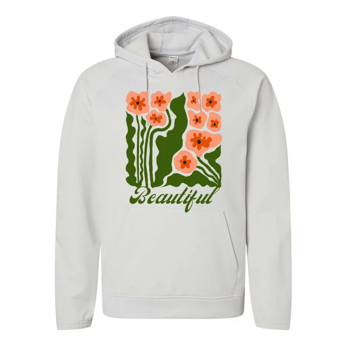 Vintage Blossoms Retro Flower Power Performance Fleece Hoodie