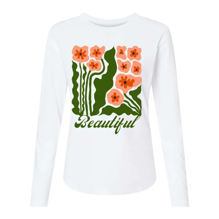 Vintage Blossoms Retro Flower Power Womens Cotton Relaxed Long Sleeve T-Shirt