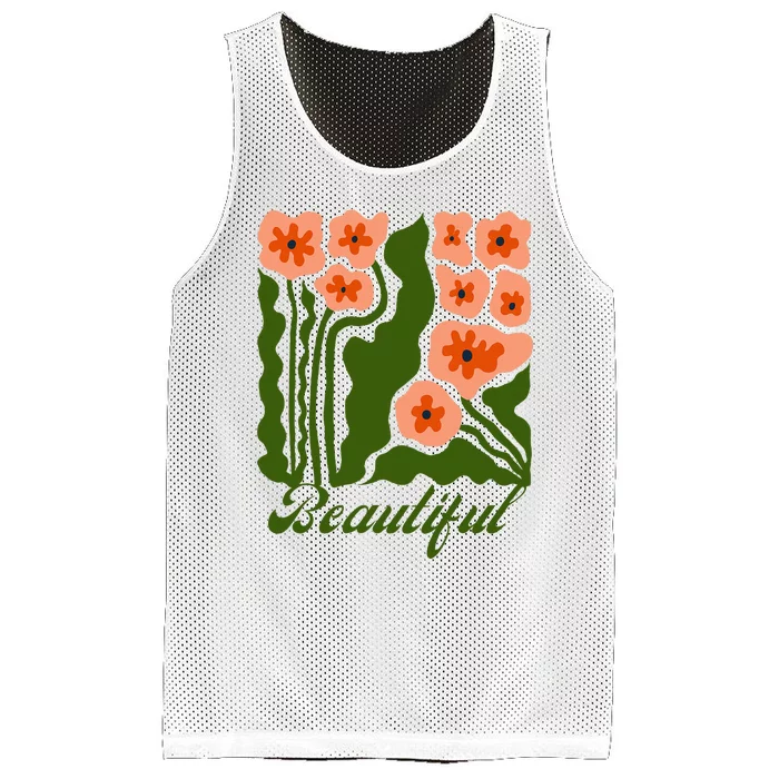 Vintage Blossoms Retro Flower Power Mesh Reversible Basketball Jersey Tank