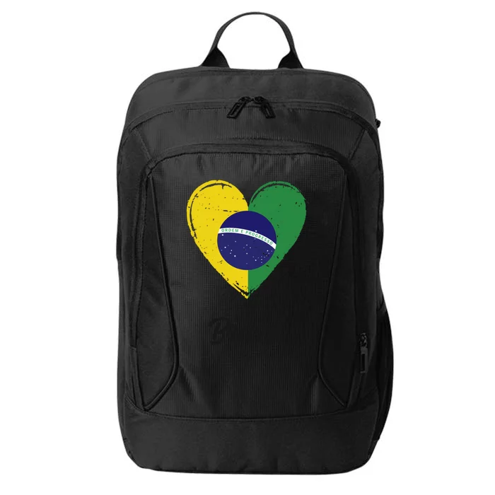 Vintage Brazilian Roots Heart Brazil Flag Pride Funny Gift City Backpack