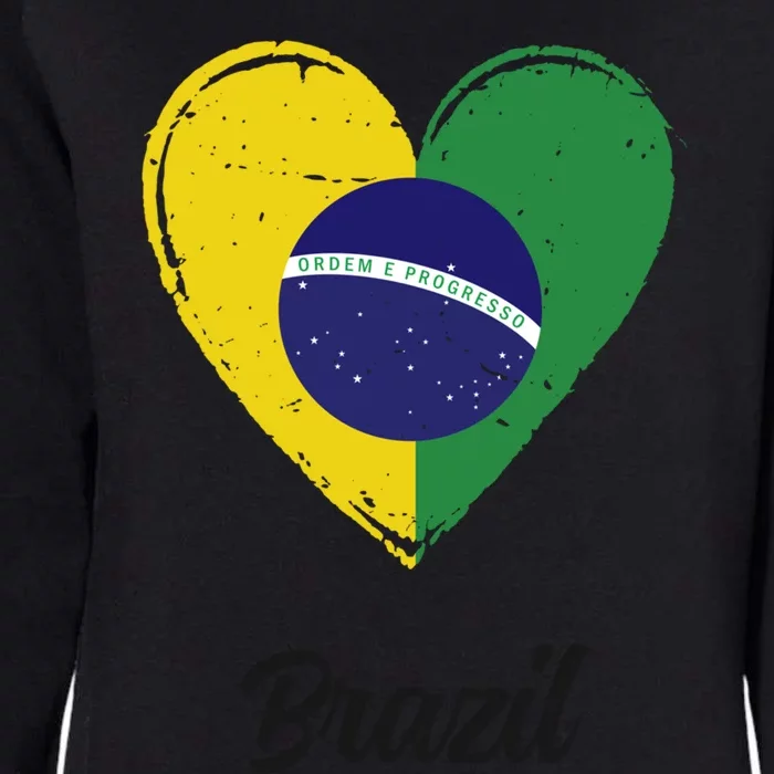 Vintage Brazilian Roots Heart Brazil Flag Pride Funny Gift Womens California Wash Sweatshirt