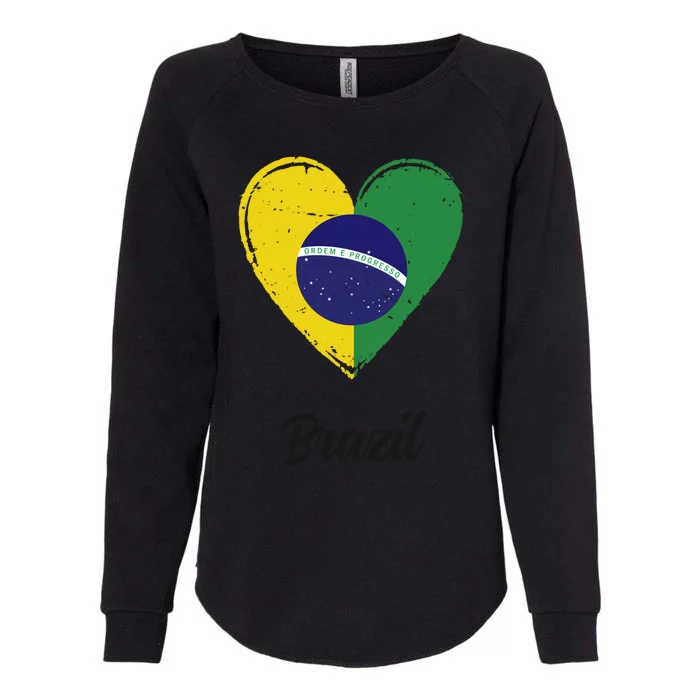 Vintage Brazilian Roots Heart Brazil Flag Pride Funny Gift Womens California Wash Sweatshirt