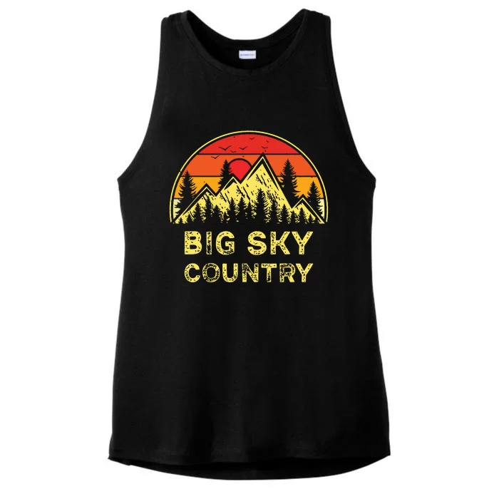 Vintage Big Sky Country Montana Mt Mountains Hiking Souvenir Ladies Tri-Blend Wicking Tank