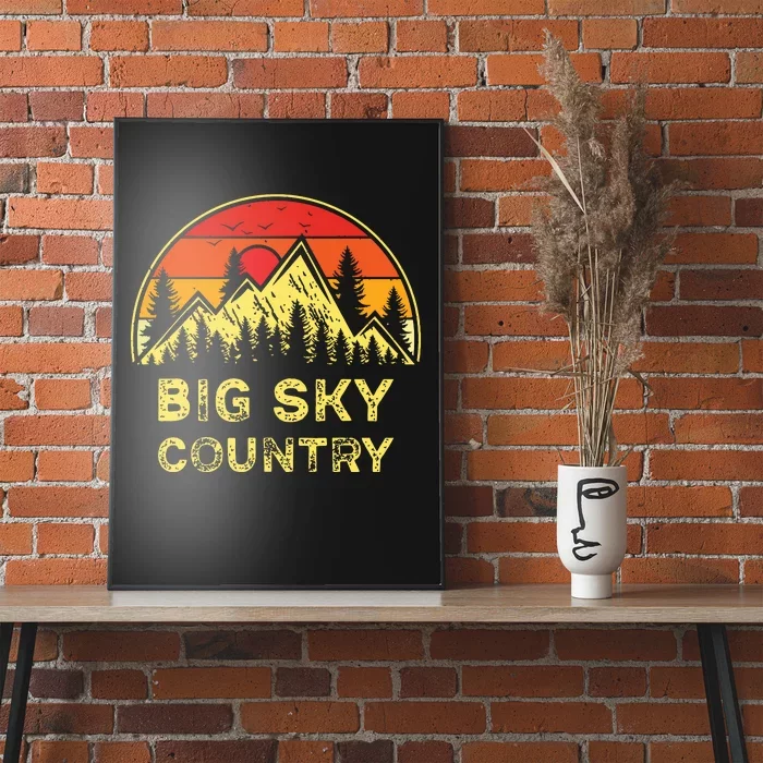 Vintage Big Sky Country Montana Mt Mountains Hiking Souvenir Poster