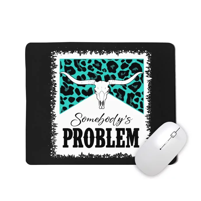 Vintage Bull Skull Leopard Bleached SomebodyS Problem Mousepad