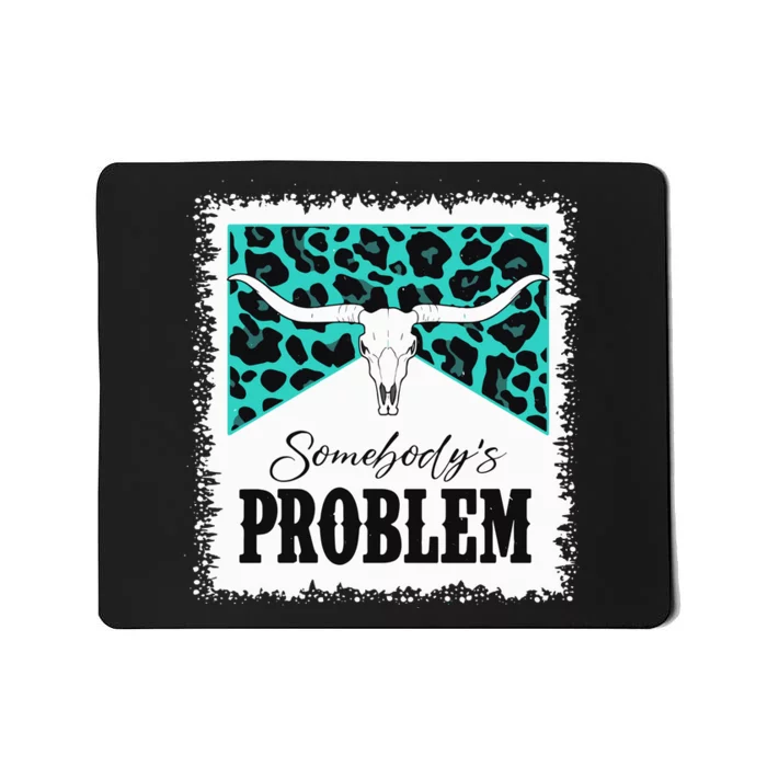 Vintage Bull Skull Leopard Bleached SomebodyS Problem Mousepad