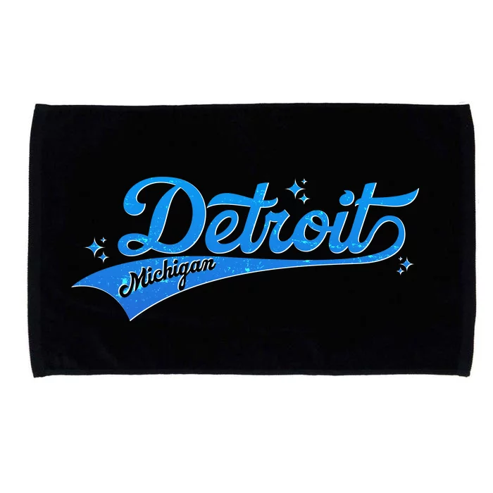 Vintage Blue Sporty Detroit Michigan Logo Microfiber Hand Towel