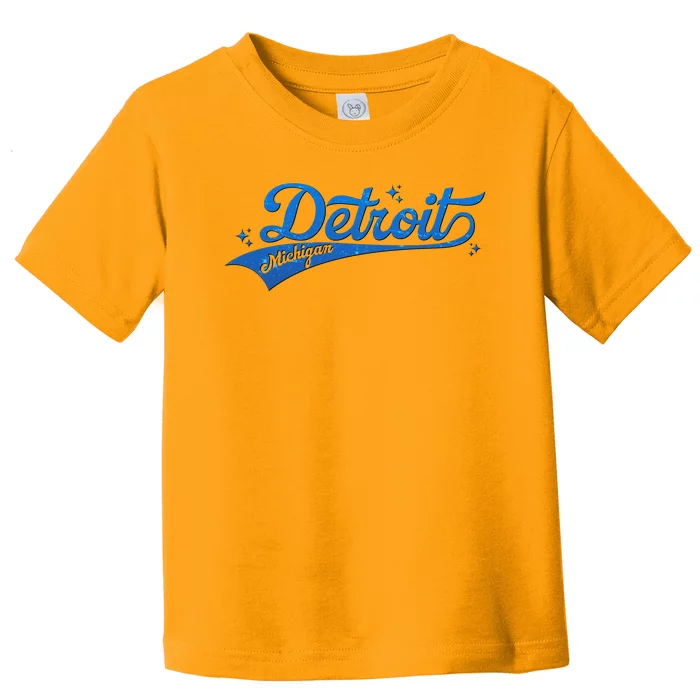 Vintage Blue Sporty Detroit Michigan Logo Toddler T-Shirt