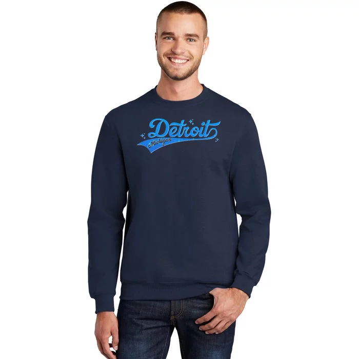 Vintage Blue Sporty Detroit Michigan Logo Sweatshirt