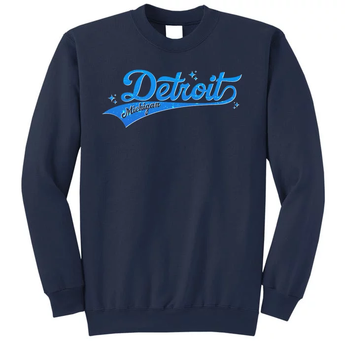 Vintage Blue Sporty Detroit Michigan Logo Sweatshirt