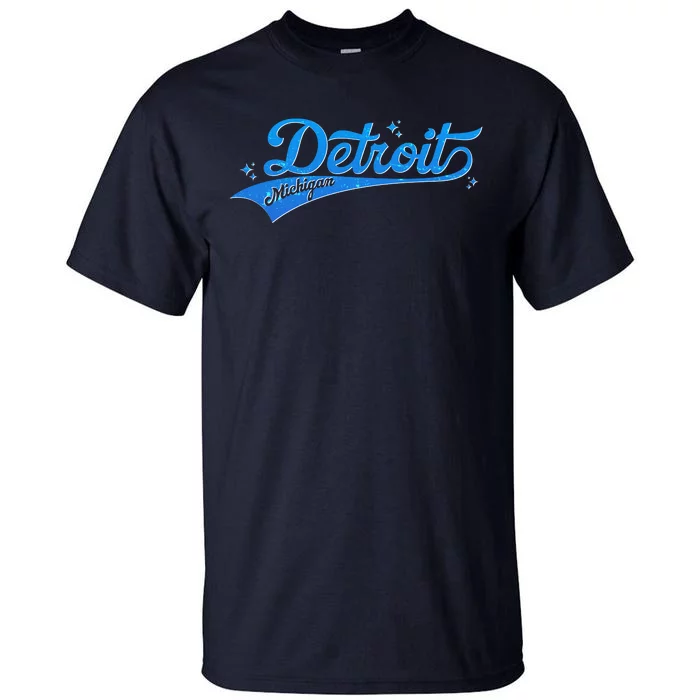 Vintage Blue Sporty Detroit Michigan Logo Tall T-Shirt