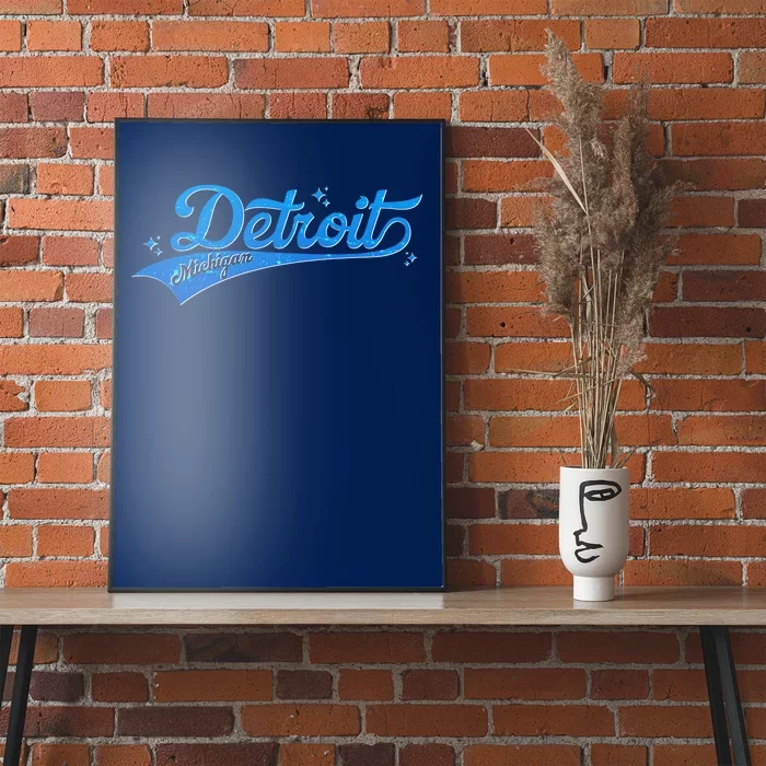 Vintage Blue Sporty Detroit Michigan Logo Poster