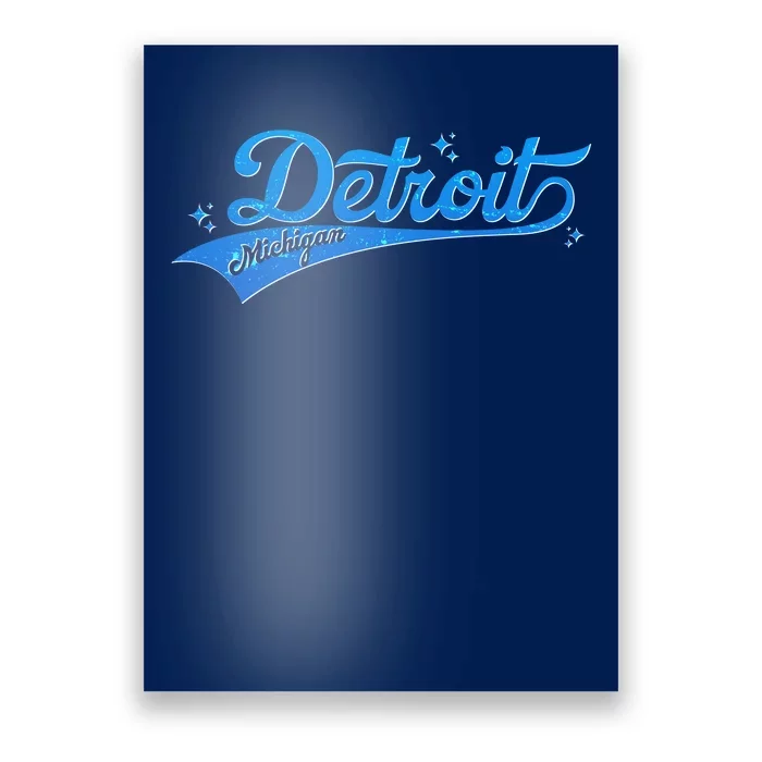 Vintage Blue Sporty Detroit Michigan Logo Poster