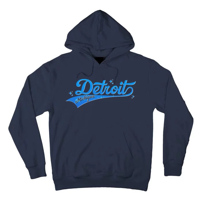 Vintage Blue Sporty Detroit Michigan Logo Tall Hoodie