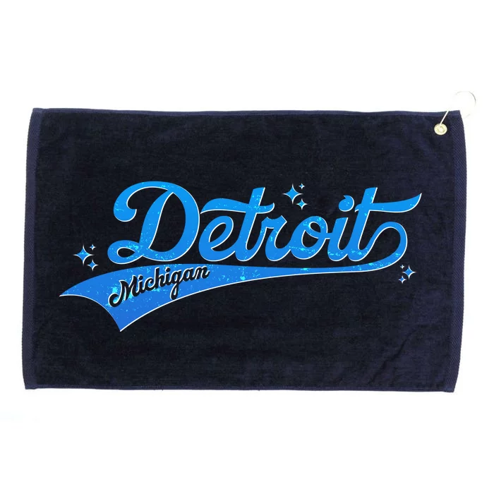 Vintage Blue Sporty Detroit Michigan Logo Grommeted Golf Towel