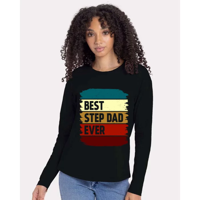 Vintage Best Step Dad Ever Gift Womens Cotton Relaxed Long Sleeve T-Shirt