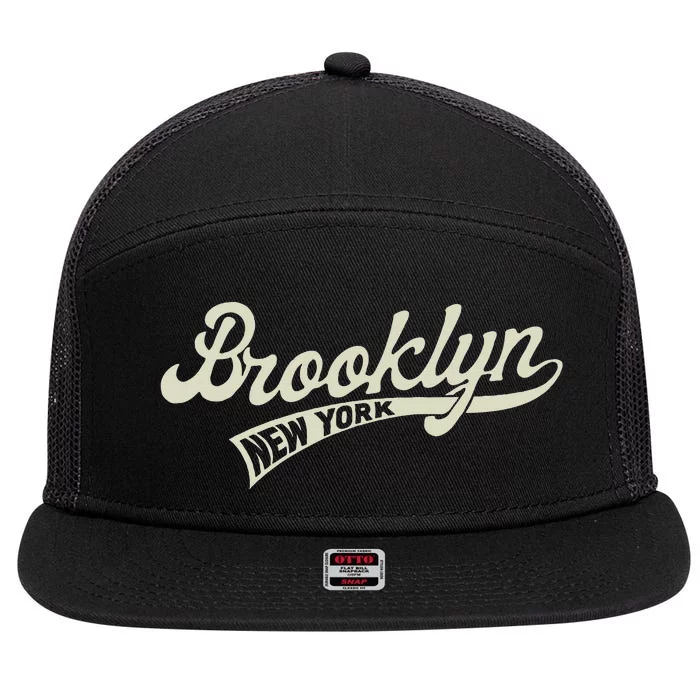 Vintage Baseball Style Brooklyn 7 Panel Mesh Trucker Snapback Hat