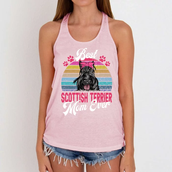 Vintage Best Scottish Terrier Mom Ever Cute Gift Women's Knotted Racerback Tank