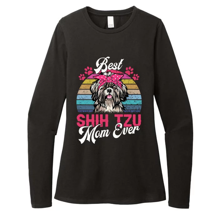 Vintage Best Shih Tzu Mom Ever Gift Womens CVC Long Sleeve Shirt