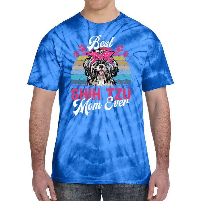 Vintage Best Shih Tzu Mom Ever Gift Tie-Dye T-Shirt