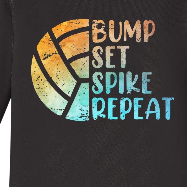 Volleyballer Bump Set Spike Repeat Volleyball Baby Long Sleeve Bodysuit