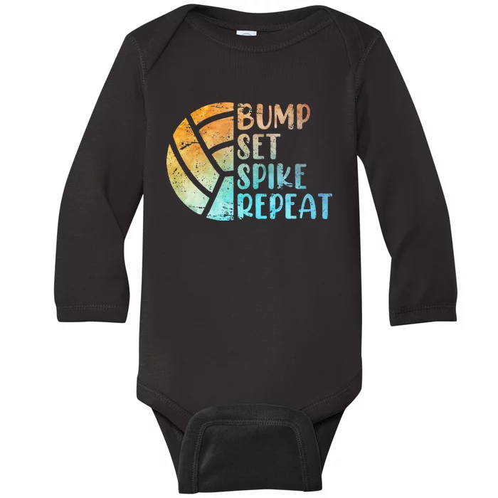 Volleyballer Bump Set Spike Repeat Volleyball Baby Long Sleeve Bodysuit