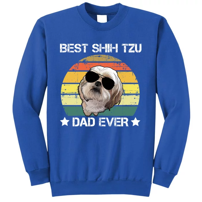 Vintage Best Shih Tzu Dad Ever Funny Dog Wearing Glasses Gift Sweatshirt