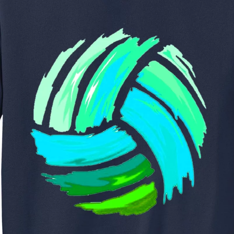 Volleyball Brush Stroke Blue Green Ball For Teens Sweatshirt