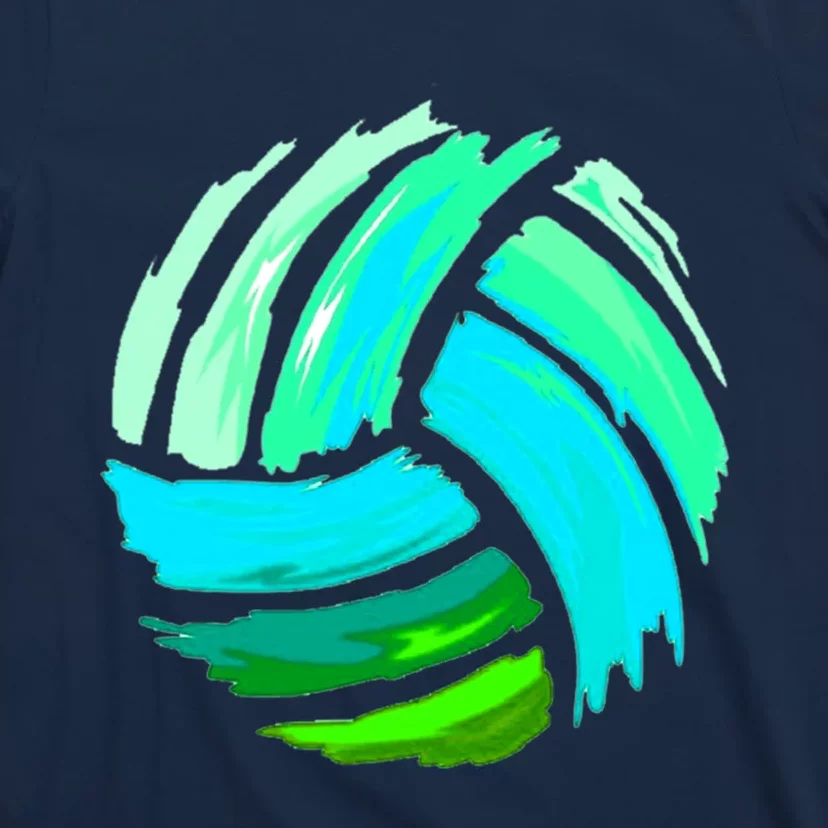 Volleyball Brush Stroke Blue Green Ball For Teens T-Shirt