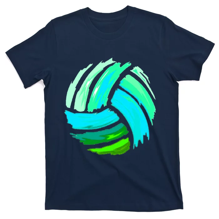 Volleyball Brush Stroke Blue Green Ball For Teens T-Shirt