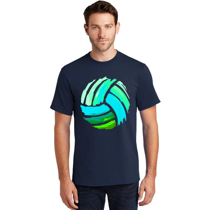 Volleyball Brush Stroke Blue Green Ball For Teens Tall T-Shirt